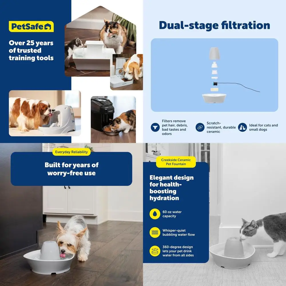 

Pet-Friendly 60 Oz Water Dispenser - Quiet Operation, Fresh Filtered Water for Cats & Small Dogs