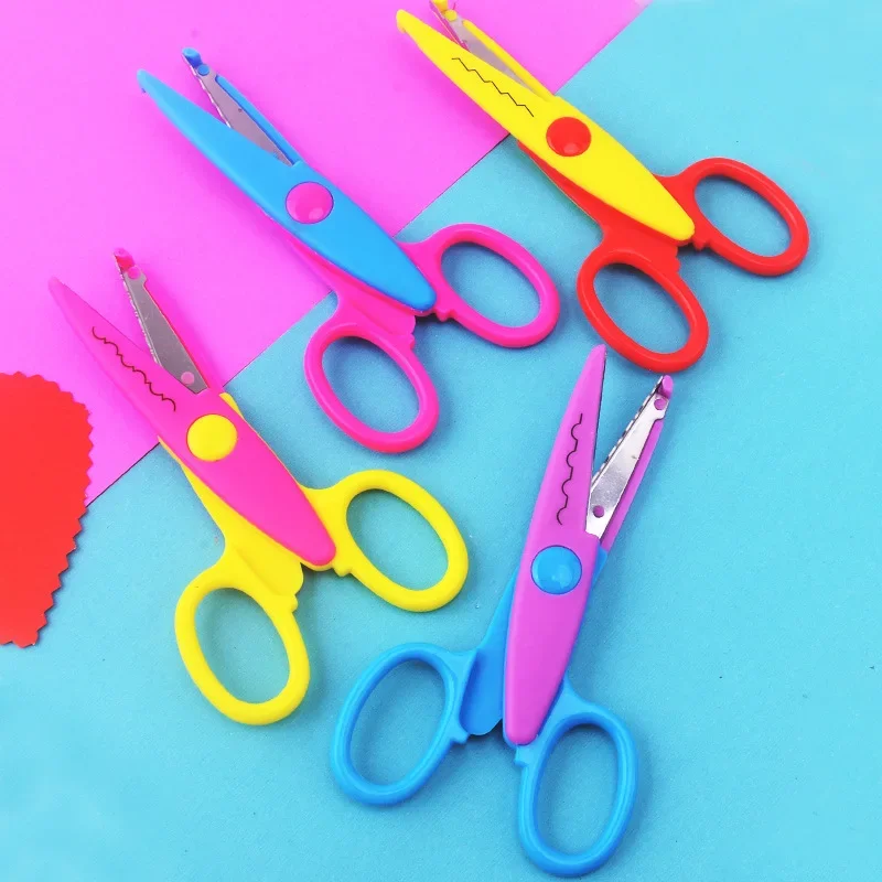 6 Styles Minimalistic Lace Scissors Wavy Pattern Small Round Head Children Special Student Art Tool Stationery Scissor