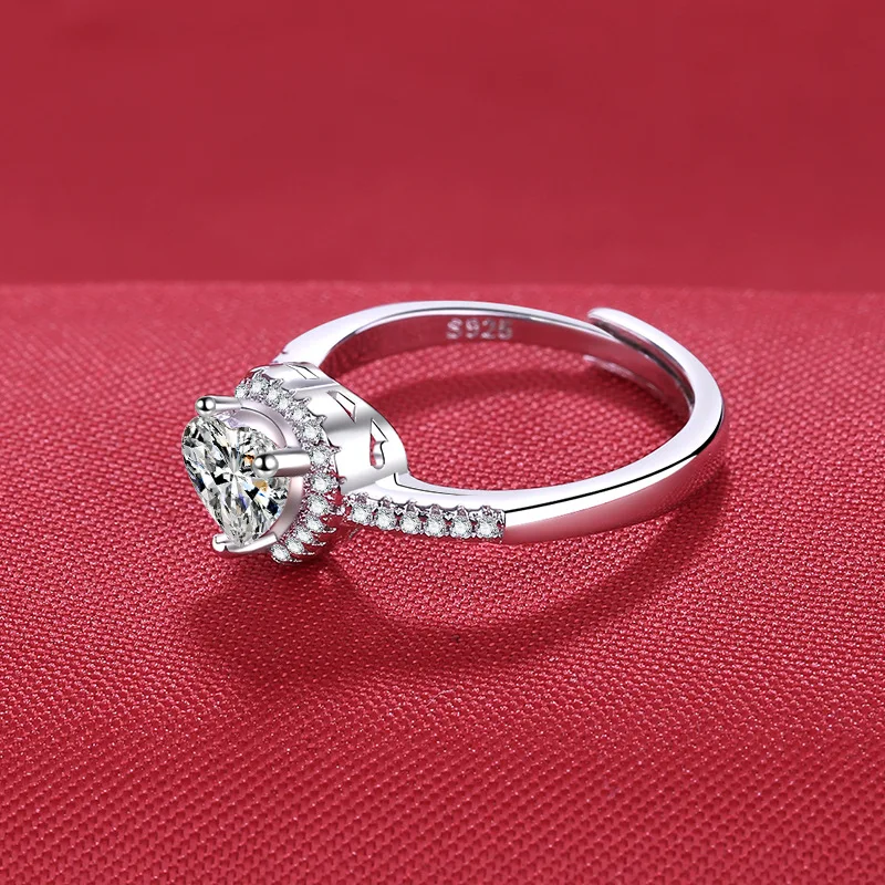 New 925 Sterling Silver Ring 5A Zircon Heart Top Quality for Women Wedding Jewelry Engagement Charm Party Fashion Ring Gifts