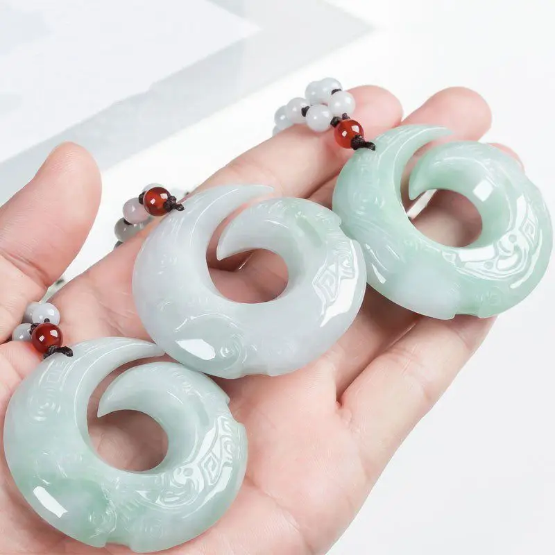 Natural Myanmar A-grade True Jade Pendant Necklace Men's And Women's Running Time Comes Jadeite A-grade Gemstone Jewelry 4