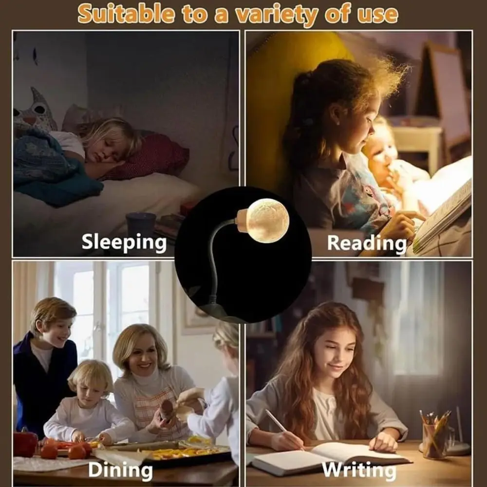 Fashion Voice Control Smart Moon Lamp Can Be Timed 3 Lighting Modes USB Energy-Saving Lamp Rotatable Plug-In Bedside Lamp