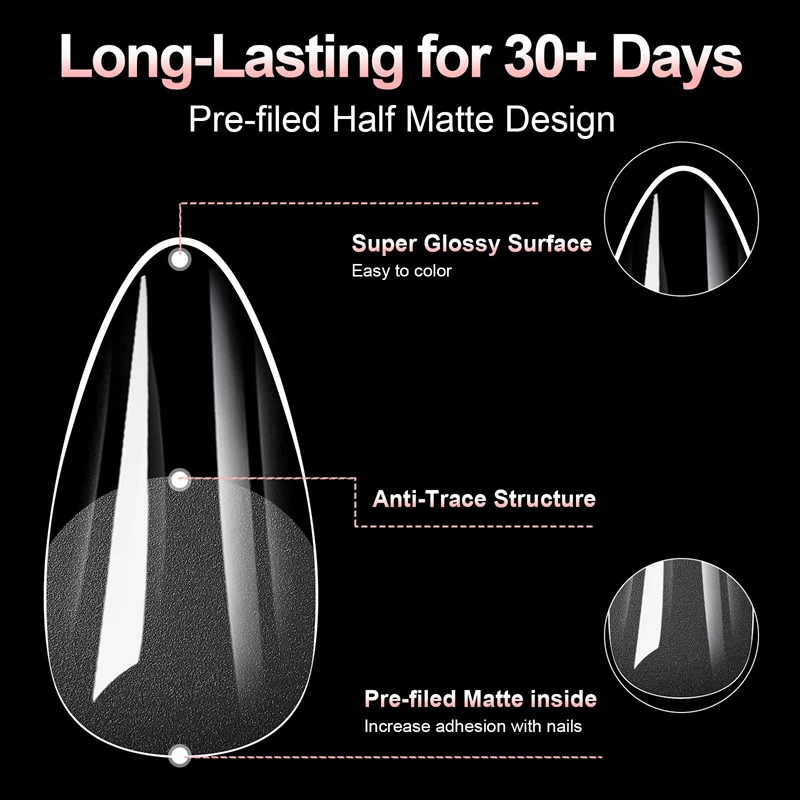 100Pcs Full Cover Press On Nail Tips Stiletto Almond Square Coffin French False Fake Soak Off Gel Nail Extension Tips Capsule