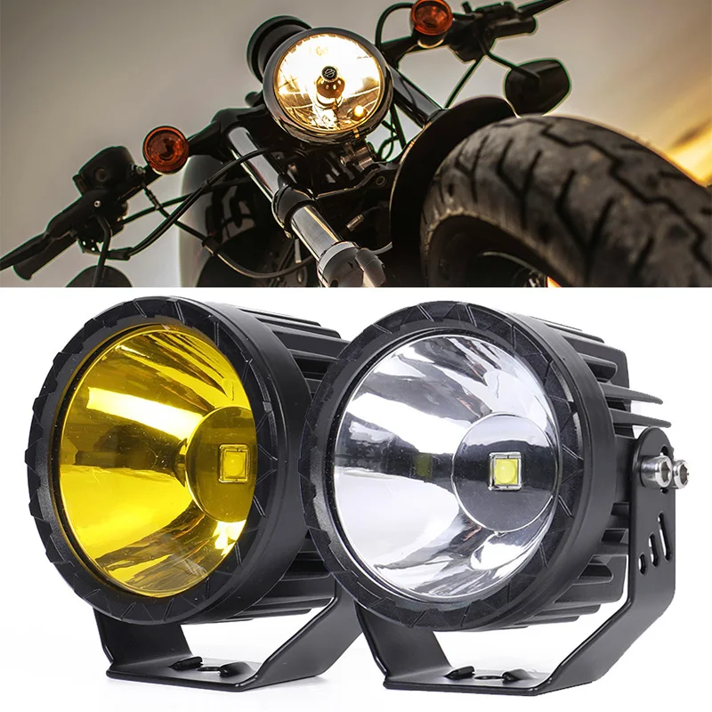 1/2Pcs 12-80V 23W Universal Motocycle Spotlight Headlight External Auxiliary Lights LED Driving Fog Lamp Accessories For ATV SUV