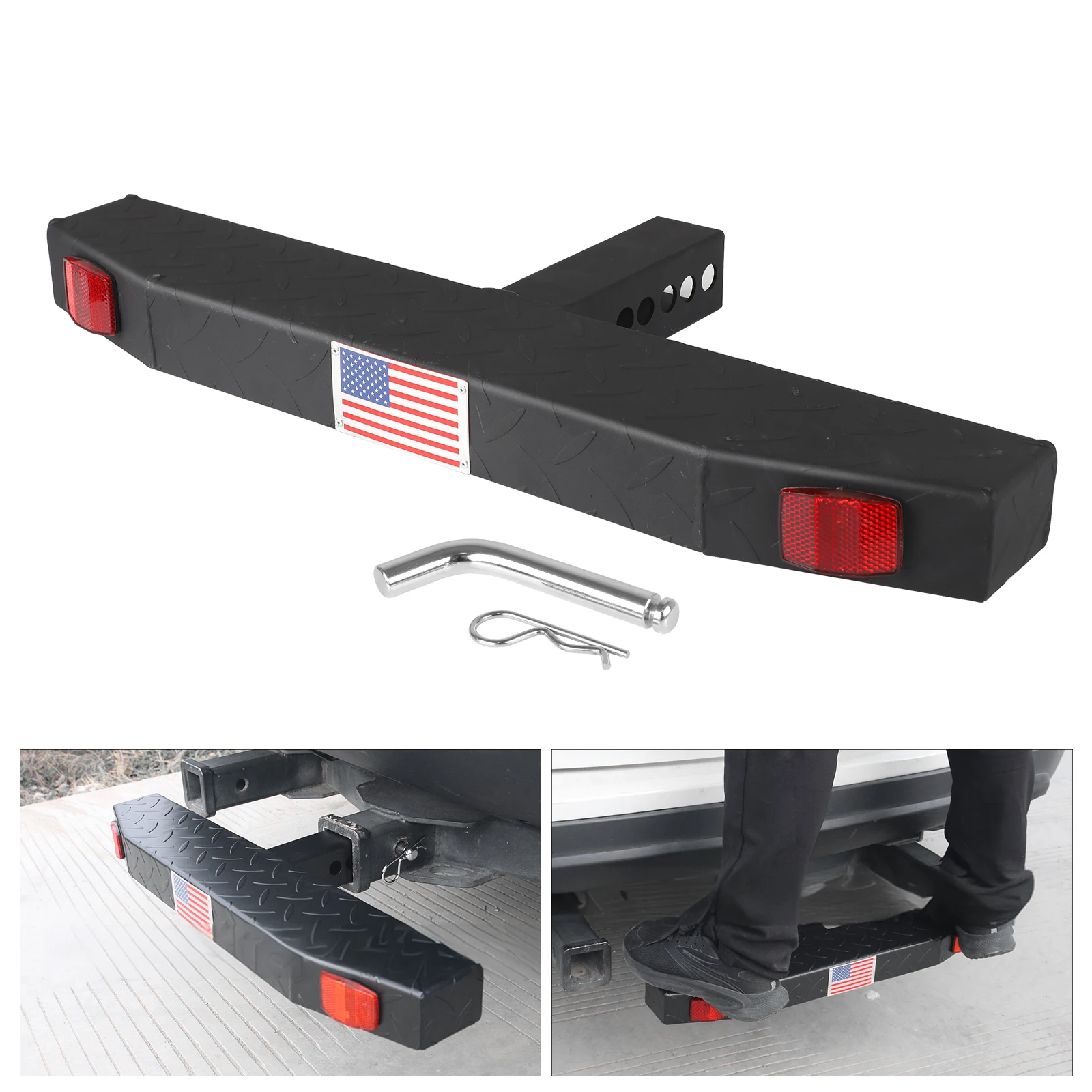 CNSPEED Eapele Hitch Step for 2 inch Receivers Strong Steel Construction Rust Resistant Powder Coated Finish withHitch Pin Black