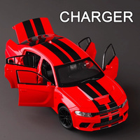 1:32 Alloy Diecast Dodge Charger Models Toy Cars Wheel Pull Back Miniature Sports Car 6 Doors Opened Vehicles for Collectors Fun