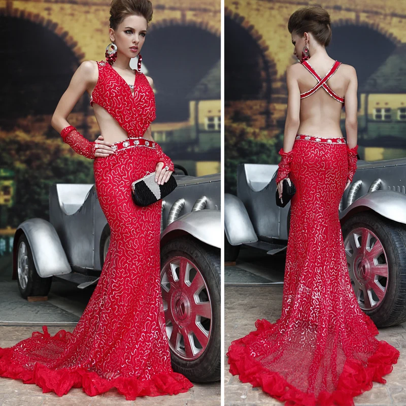 

Вечернее платье LaGueFang с открытой спиной, длинное, с блестящими пайетками, в пол, фасон «рыбий хвост», свадебное платье, нежный стиль, без рукавов