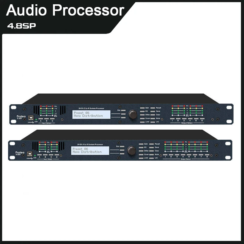 

Professional Sound System 4.8SP 4 Input 8 Output Digital Processor DSP Speaker Management Pro Audio Protea Stage Equipment