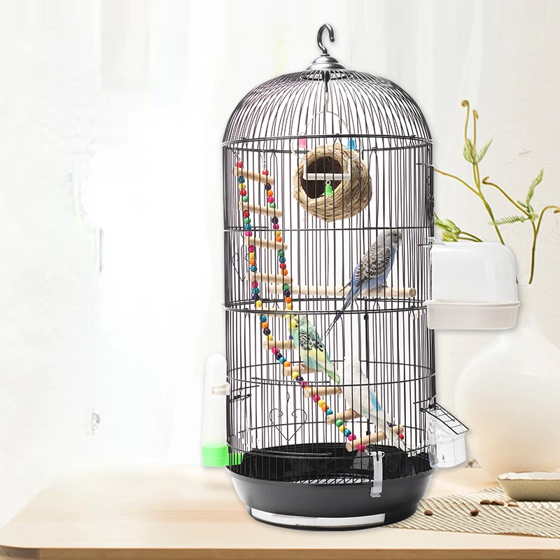 Budgie Bird Cage Peony Large Ornamental Villa Cage Jade Bird Bird Pearls Large Wrought Iron Metal Round Cage