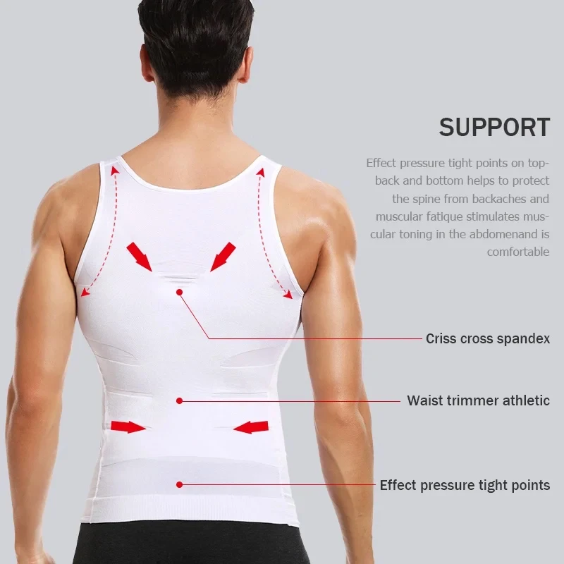 Men\'s Slimming Shaper Vest Elastic Body Shapewear Compression Abdominal No Sleeves Vest Breathable Fitness Sport Shaping Shirt