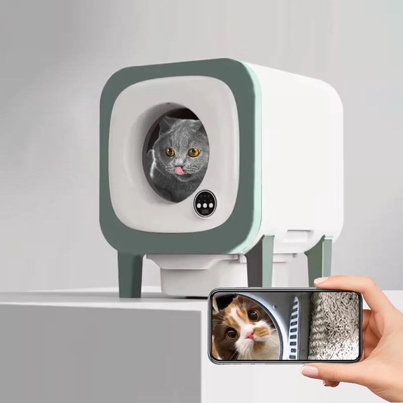 Automatic cat toilet mobile phone control electric cat smart litter box Large capacity 72 L self cleaning litter box factory