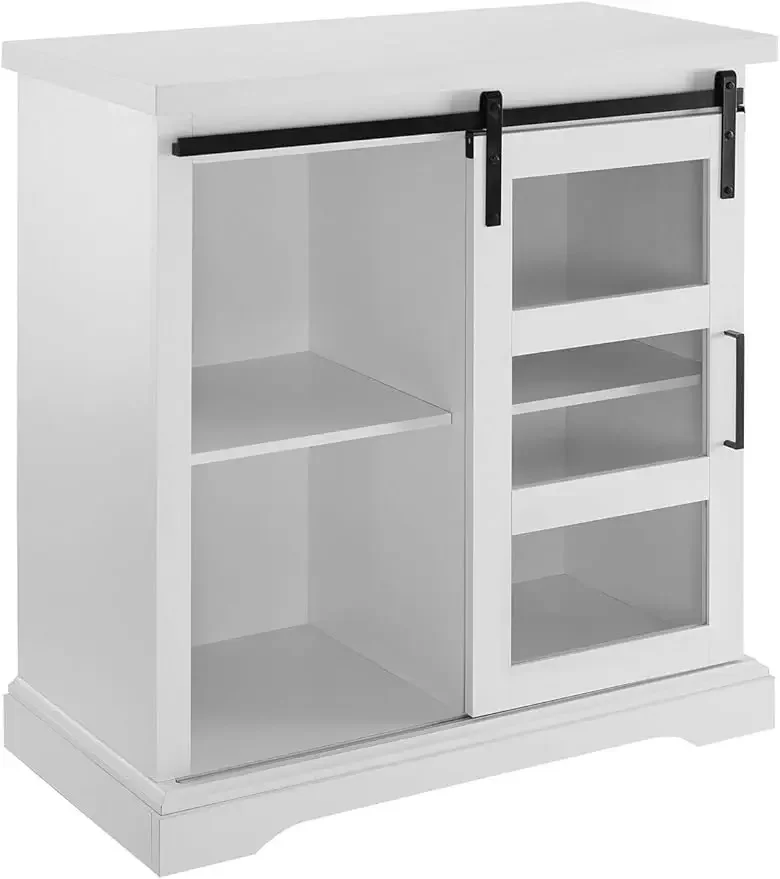 Weston-Console de rangement à porte marketen verre, 32 pouces, blanc, moderne, ferme