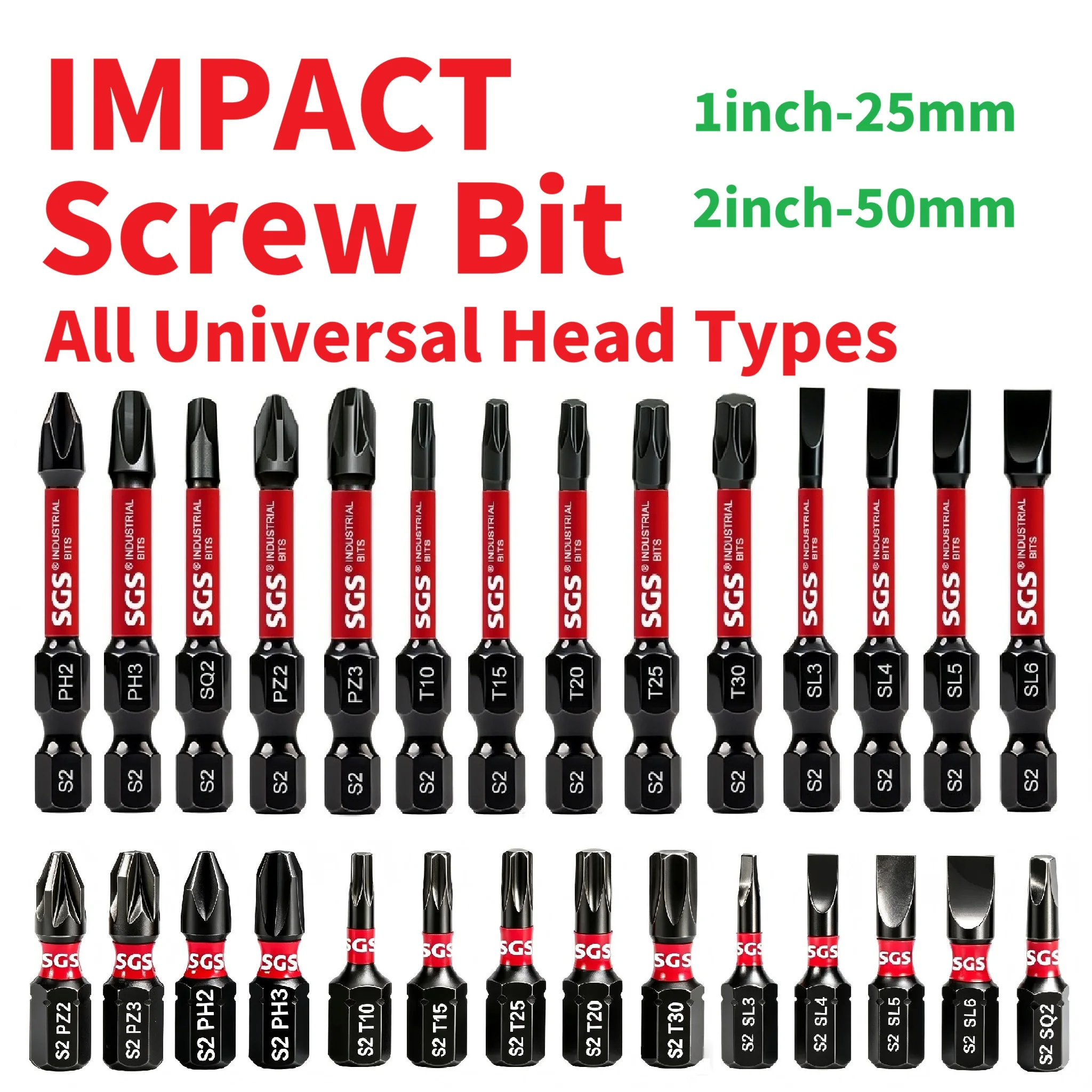 Conjunto de Refil de 14/28 Peças, Aço S2 de Grau Industrial SGS, Magnético e Resistente ao Desgaste, 5 Tipos Comuns de Pontas: Ph/Pz/Torx/Sq/Sl, Comprimento Universal 25/50mm, Totalmente Compatível para Reparos Domésticos/Artesanais