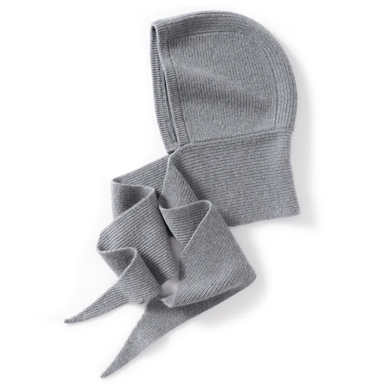 gift-cashmere-ribbed-knit-hooded-scarf-hat-beige-women-winter-warm-cozy-daily-wear-classic-style-new-arrival-item-soft-cozy