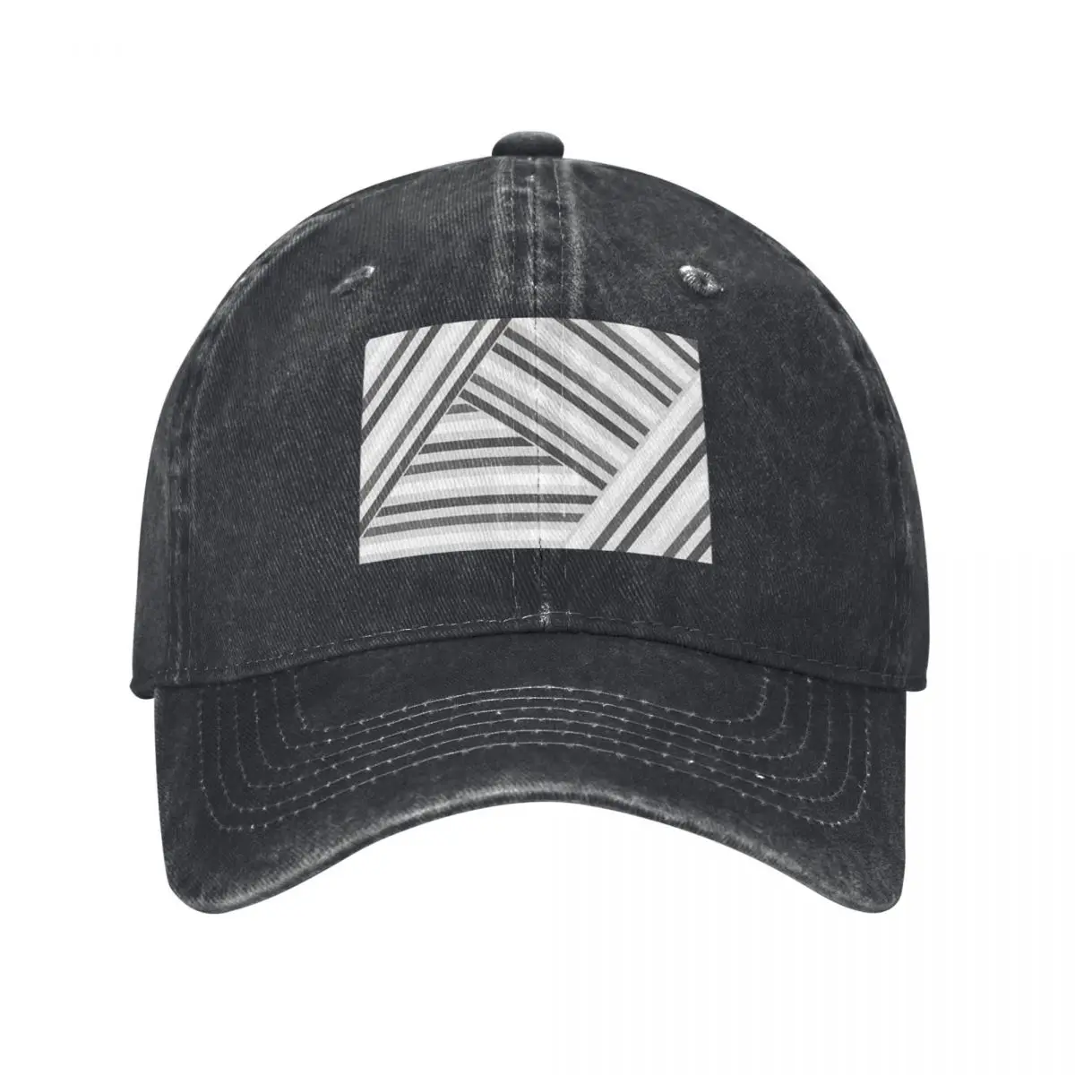 

Grey -white Stripes Baseball Caps Vintage Denim Washed Headwear Unisex Style Outdoor Running Hats