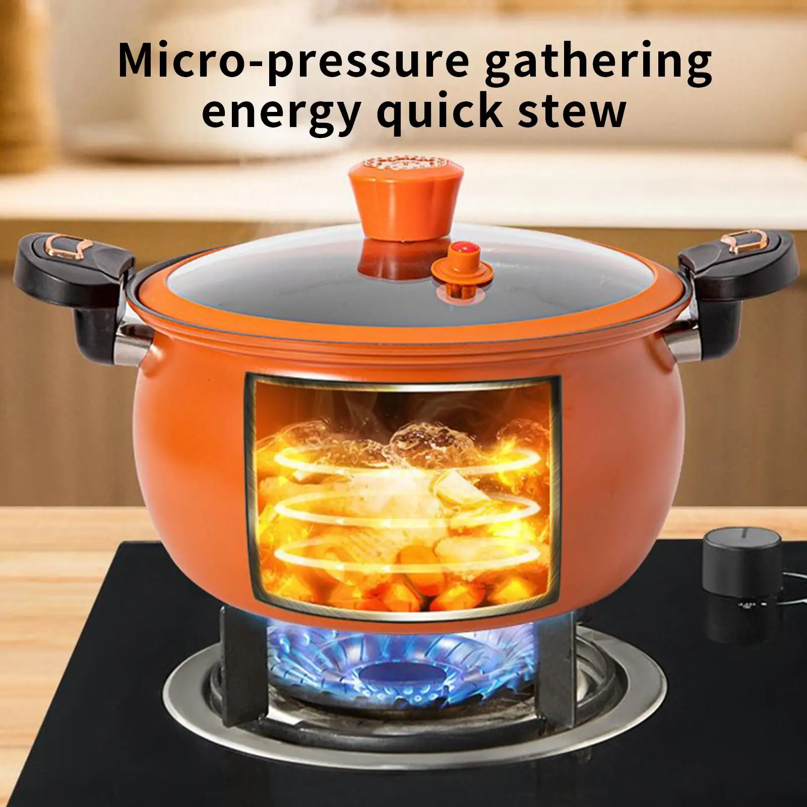 

Pressure Cooker Pot Fast Cooking Cookware Non-Stick Fast Heating Pressure Cooker With See-Through Lid For Home Kitchen Boil Stew