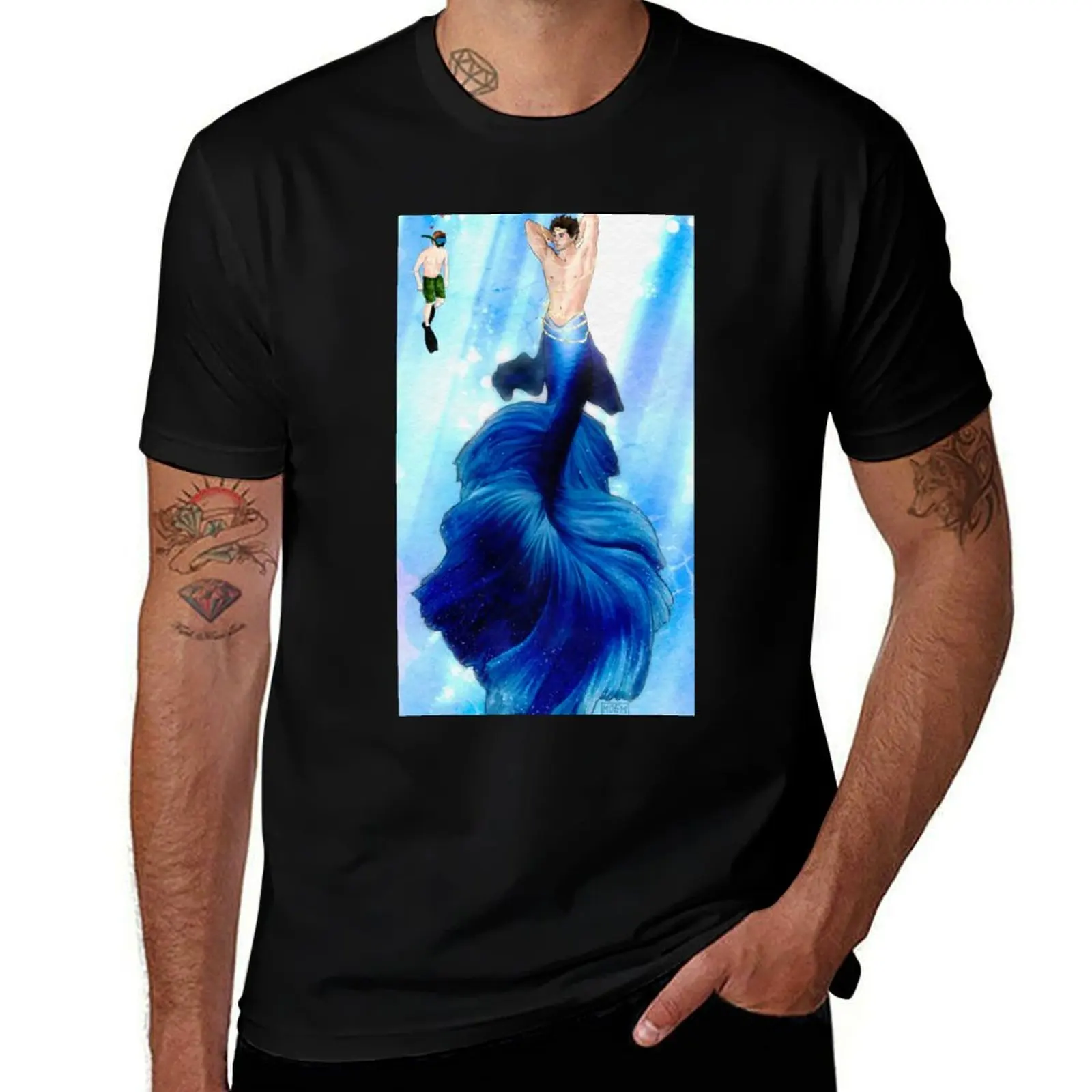 Destiel Mermaid AU T-Shirt Simple Trendy Casual T-Shirt