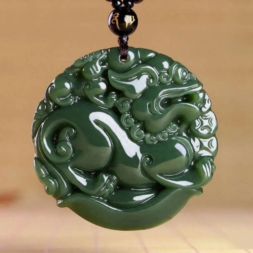 

New Natural Hetian Jade Meticulously Carved Oriental Jades Warm Beautiful FengShui Fortune PiXiu Pendant Necklace Fine Jewellry