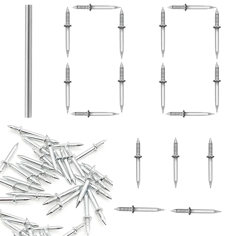 10-500Pcs Double Head Nails Set  Rust-Proof Seamless Nails for Baseboards  Strong Fixation Without Marks