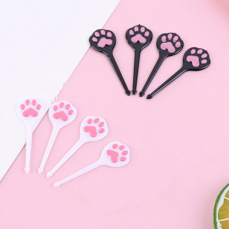 

8Pcs/Set Cute Cat Paw Meat Ball Forks Dessert Cake Decoration Fruit Stick Pet Themed Tableware for Parties
