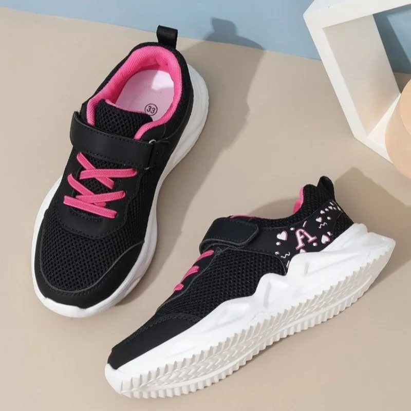 Chaussures de course respirantes à l'offre elles légères pour enfants, chaussures de sport décontractées, chaussures en maille pour filles, taille moyenne, nouvelle mode, printemps 2025