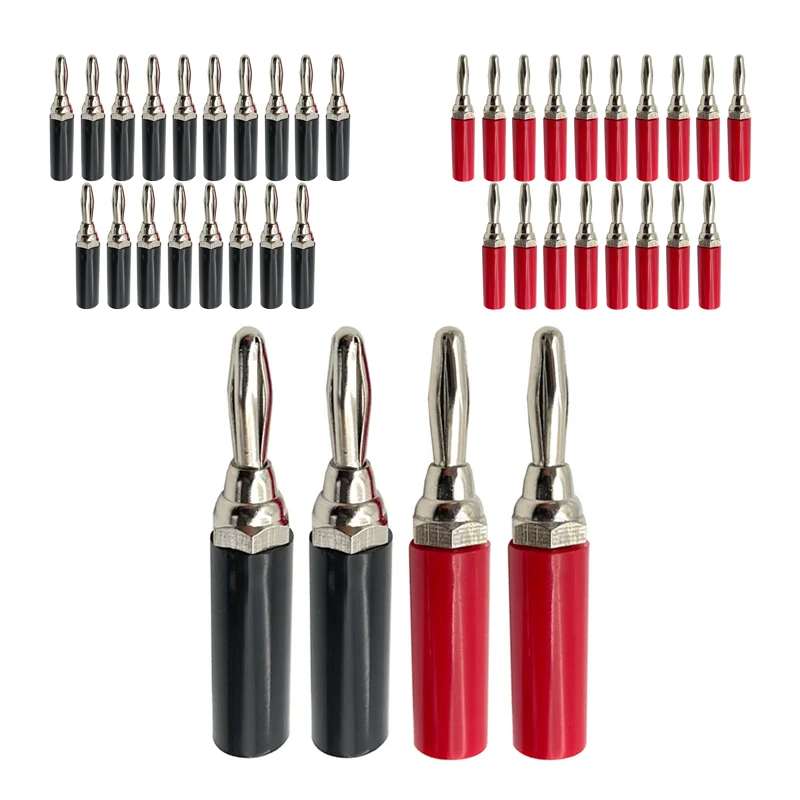 10/40/200Pcs 4mm Nickel/Chromium Plating Adapter Wire Cable Audio Speaker Connector Banana Plug