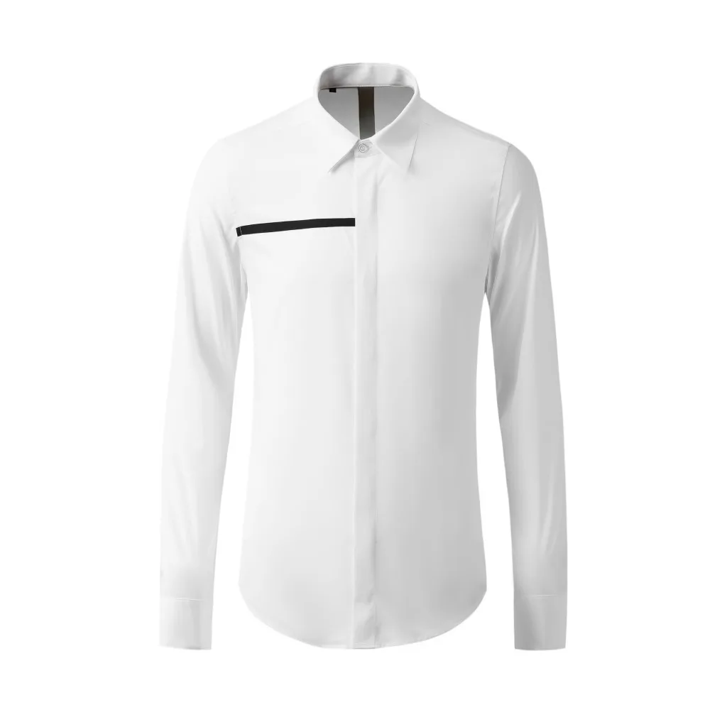 2022 Long Sleeve Man Shirts Luxury Fashionable Simple Webbing Long Sleeve Mens Dress Shirts Slim Fit Mens Shirts  4XL