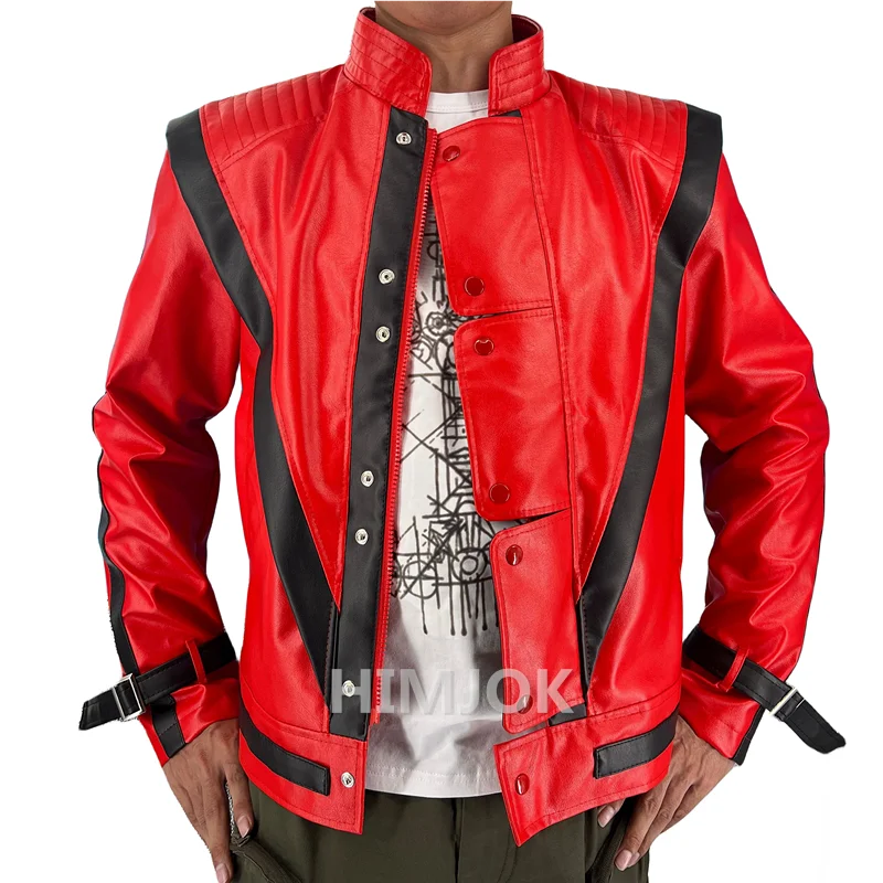 Michael Jackson Thriller Scary Costumes Red Leather Jacket for Women Man Adults Dress Halloween Christmas