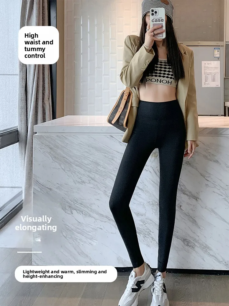 Pantalones de Yoga de cintura alta para mujer, mallas adelgazantes antifrío de terciopelo con conejito, pantalones de otoño con Control de barriga