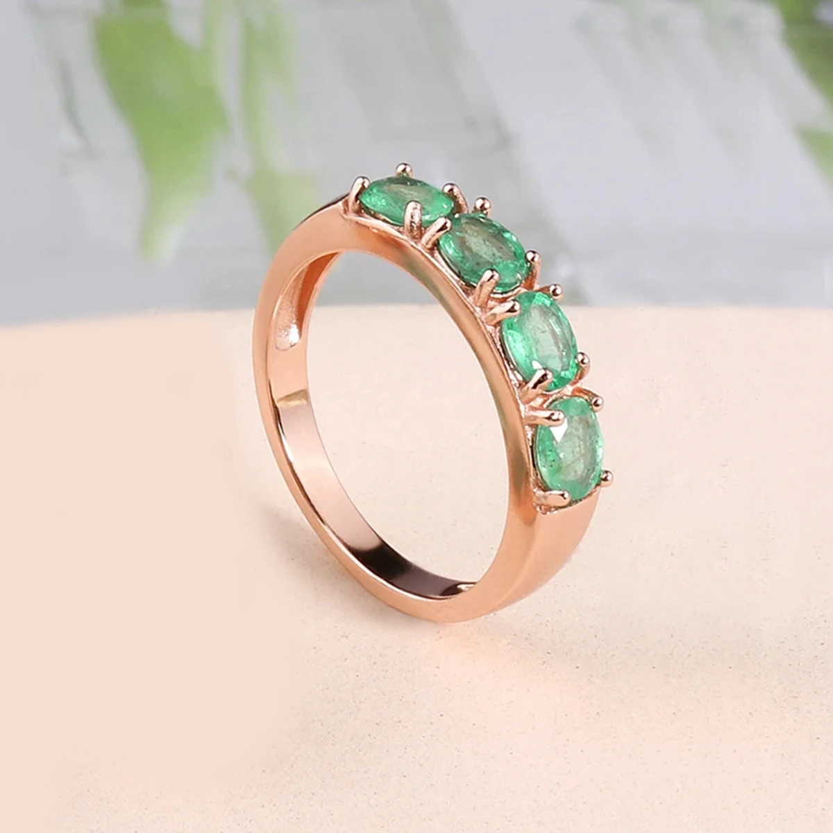 Fashion Jewelry Zambia Green Emerald Natural Gem Ring Women\'s anniversary engagement banquet gift