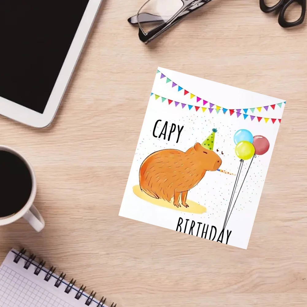 Capybara น่ารักของขวัญการ์ดอวยพรสวมใส่ Resist การ์ดวันเกิดตลกน่ารักสีการ์ดวันเกิดสําหรับสาวเด็กภรรยาโปสการ์ด
