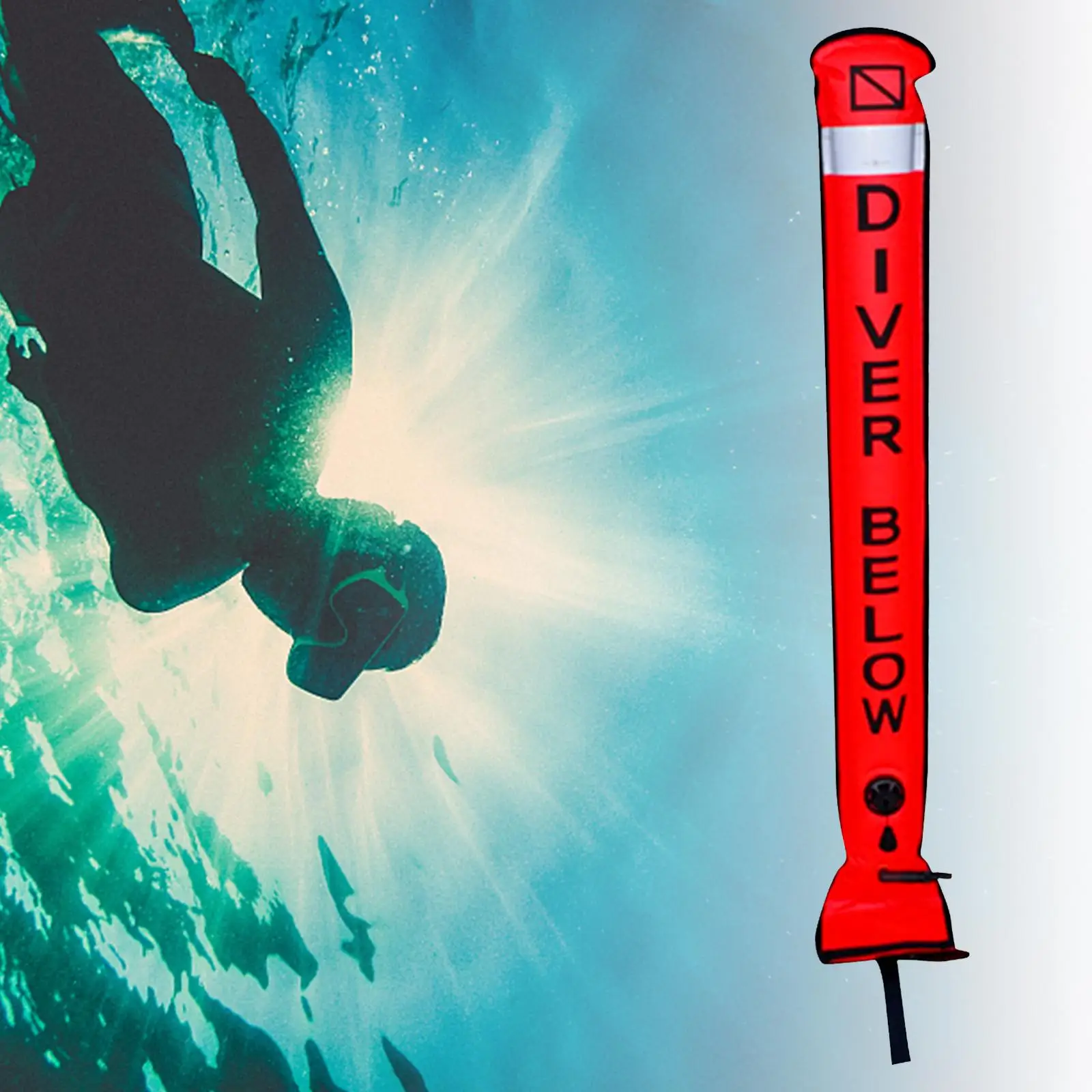 Dive Reel SMB Kit with 15 Meter Line and Safety Sausage Signal Tube for Scuba Diving and Underwater Activities