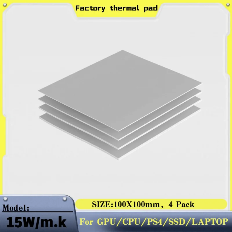 15W/mK Thermal Pad 100x100mm (0.5mm+1mm+1.5mm+2mm) 4pack Highly Efficient Therm