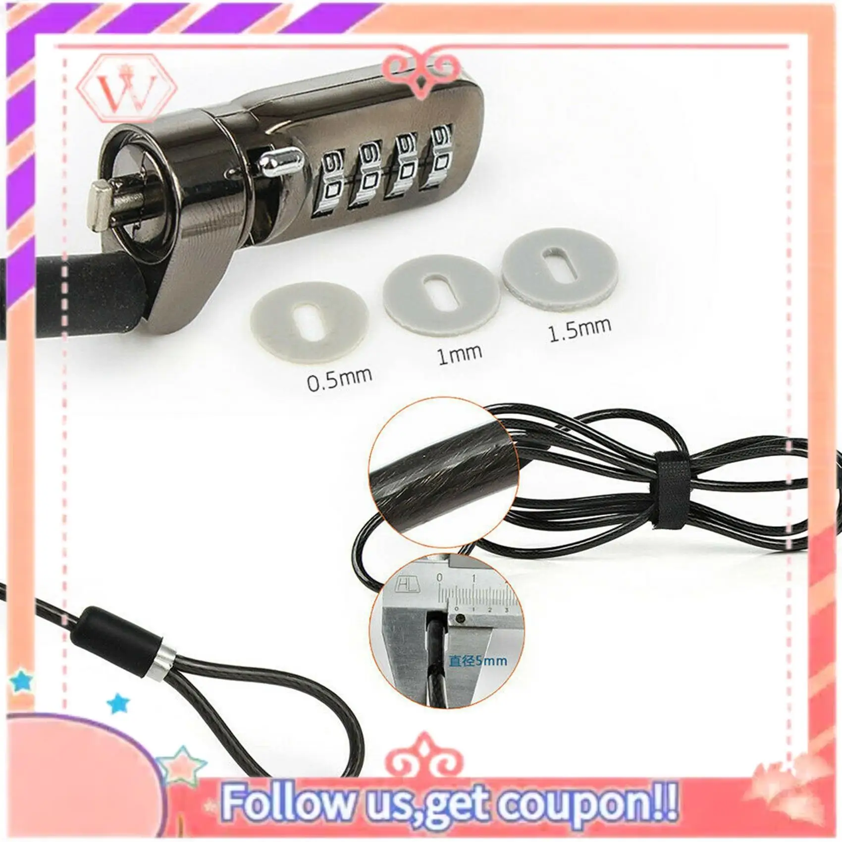 

Upgraded 2X Security Anti-Theft Combination Laptop Notebook Cable Lock 4 Digit Password Lock