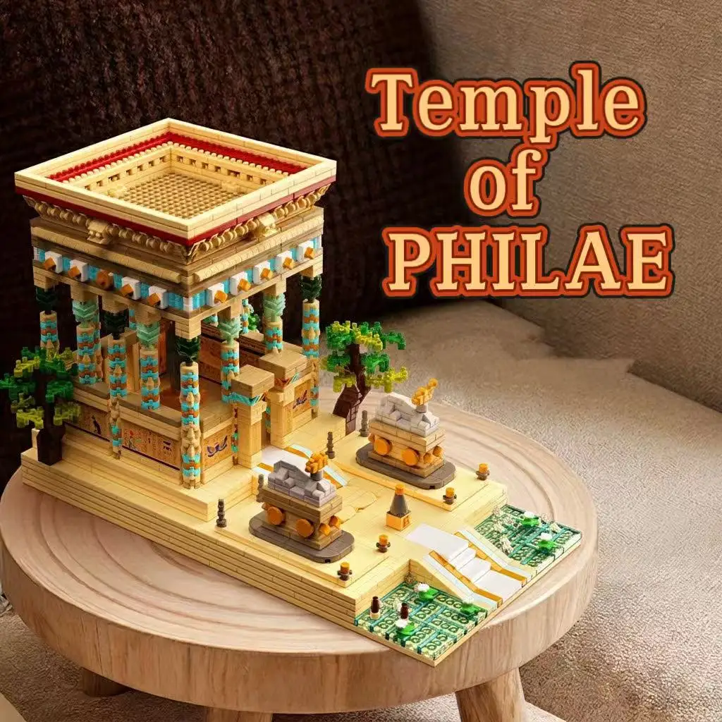 2015PCS Temple Of Philae MOC Building Blocks Ancient Egyptian Micro Mini Architectural DIY Model Bricks Toy Statues Gift