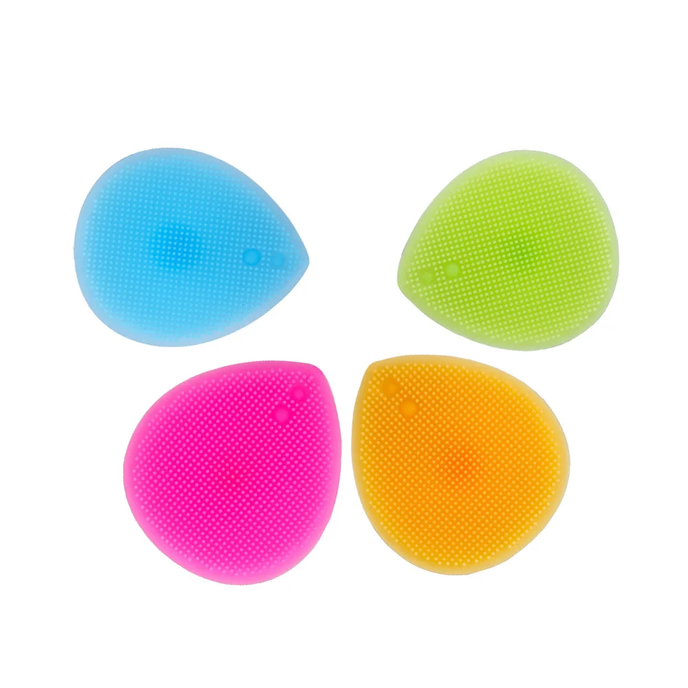 

4pcs Silicone Facial Cleansing Brush Stretchy Antibacterial Skin Care Pad For Sensitive Skin Face Body Baby Orange