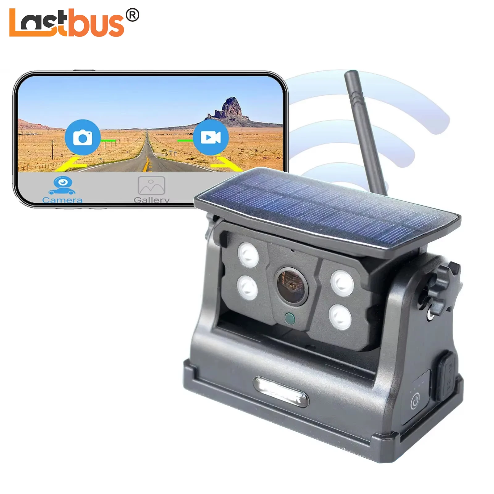 

Lastbus Wireless Wifi HD Backup Camera Magnetic Solar Power Built-In Battery For Car Truck RV Reverse Rear View For iOS Android
