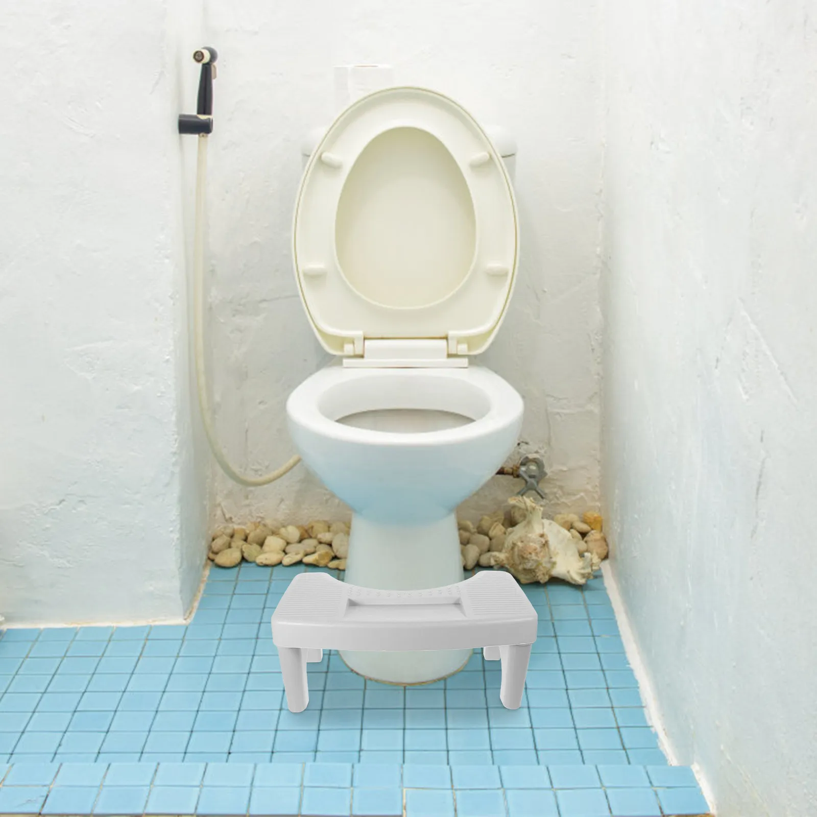 White Toilet Stool Adults Squat Posture Aid Bathroom Step Stool Footstool Poop Support Non-Slip Bottom PP Material Wipe Clean
