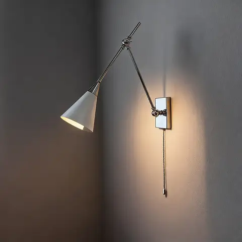 Chrome French Mid-century Style Wall Lamp with Adjustable Swing Arm for American-style Kitchens and Dining Areas