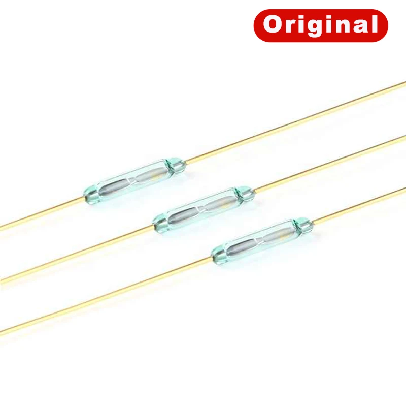 50pcs Reed Switch 1.8*10mm Magnetic Control Switch MKA10110 Green Glass Reed Switches Glass Normally Open NO Contact For Sensors