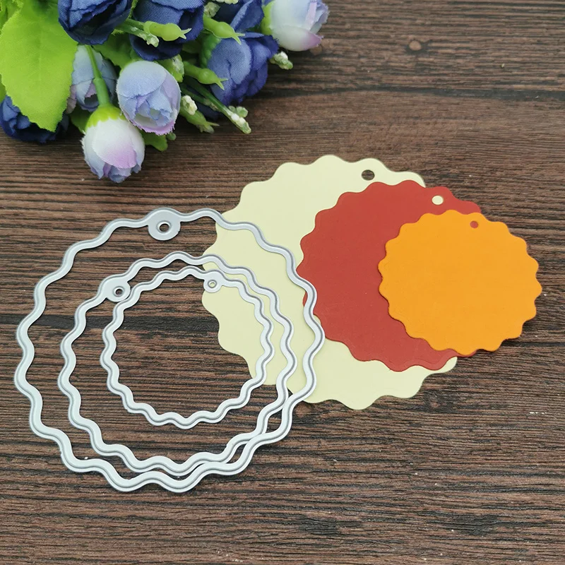 

AOKEDIY 3pc round frame set Metal Cutting Dies Stencils For DIY Scrapbooking Decorative Embossing Handcraft Die Cutting Template