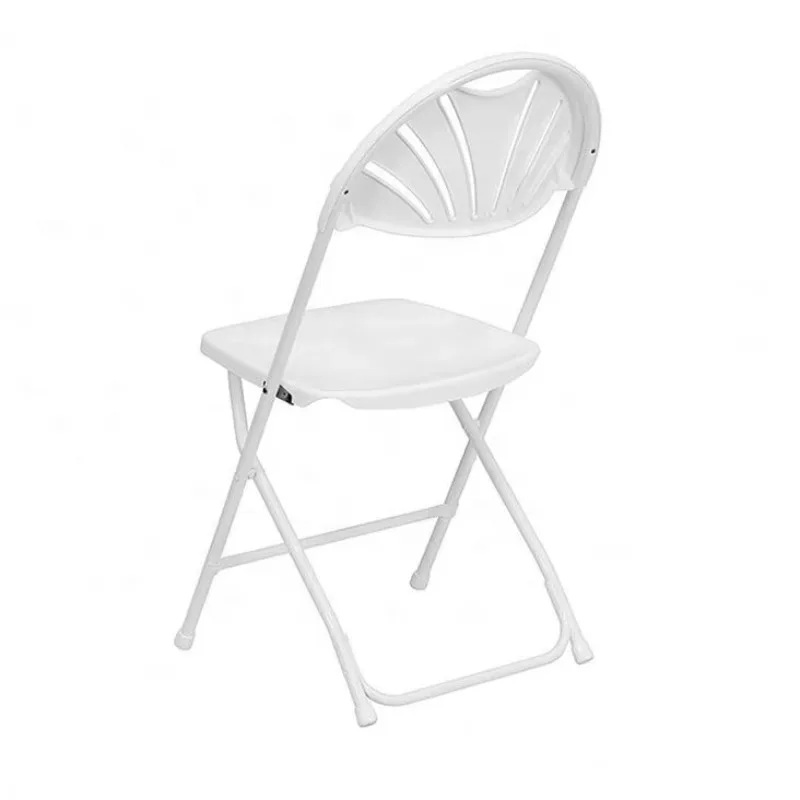 Hot Sale Wedding Garden Indoor Outdoor White Black Fan Back Plastic Folding Chairs for Events