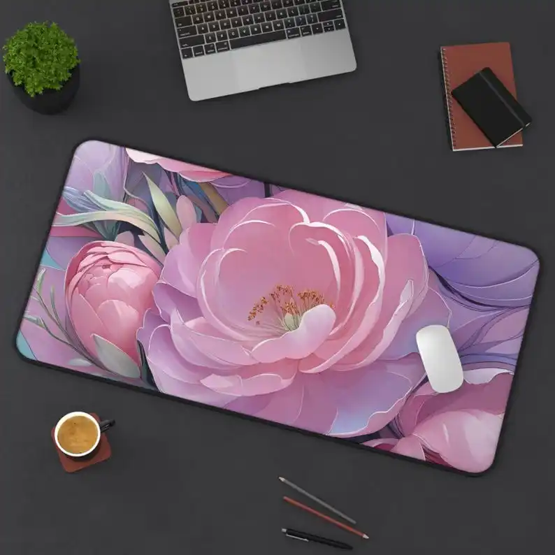 

Pink Floral Table Mat,non-slip and Waterproof Gaming Mousepad,office and Gaming Desk Decoration Mat,the Perfect Gift for Friends