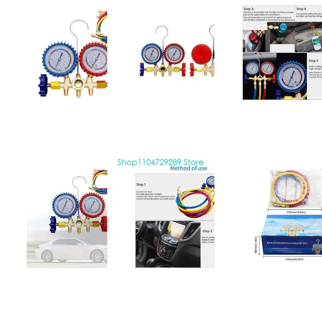 

D8KE Manifold Gauge Refrigeration Charging Service Adjustable Coupler Adapter Can Tap