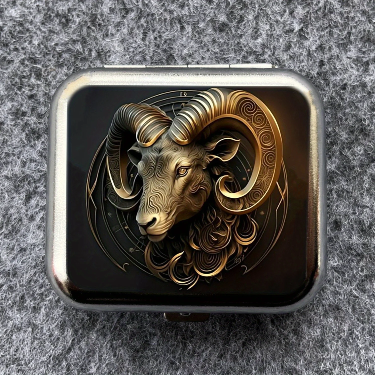 Goat Color Picture Mini Metal Ashtray, Portable Small, Outdoor Portable Pocket, Car  Outdoor Car Ashtray Gifts