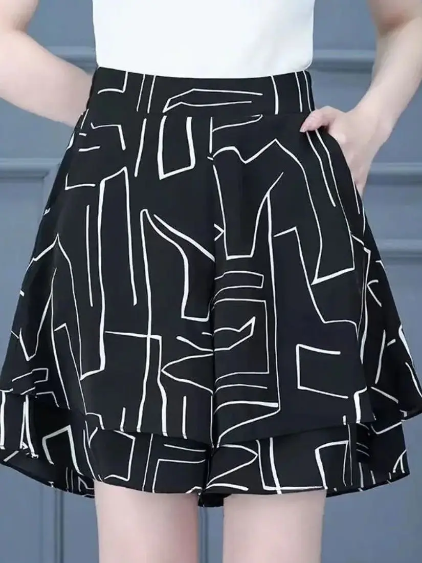 High Waist Wide Leg Loose Casual Pants Skirt Pants for Mom Summer New Arrival Comfortable Breathable Women's Mid-aged And Eld...