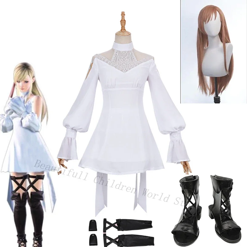 Nuovo FF14 Ryne Minfilia Costume Cosplay Scarpe Parrucca 2021 FINAL FANTASY XIV Bianco Carino Abito In Pizzo Gioco Cosplay Donne Festa Di Natale