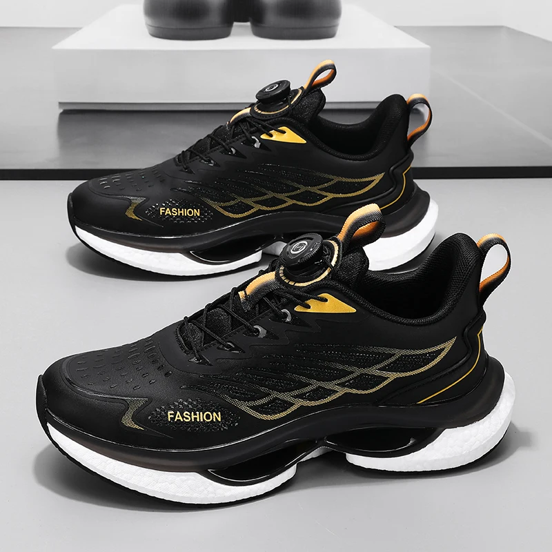 Lovers rotating shoelaces running shoes four seasons new soft sole outdoor casual sports shoes men's breathable light sneakers