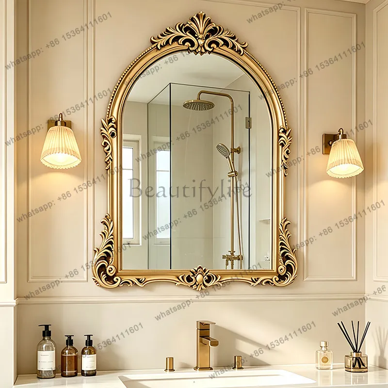 

French retro arched smart bathroom mirror light luxury decoration high-end makeup mirror