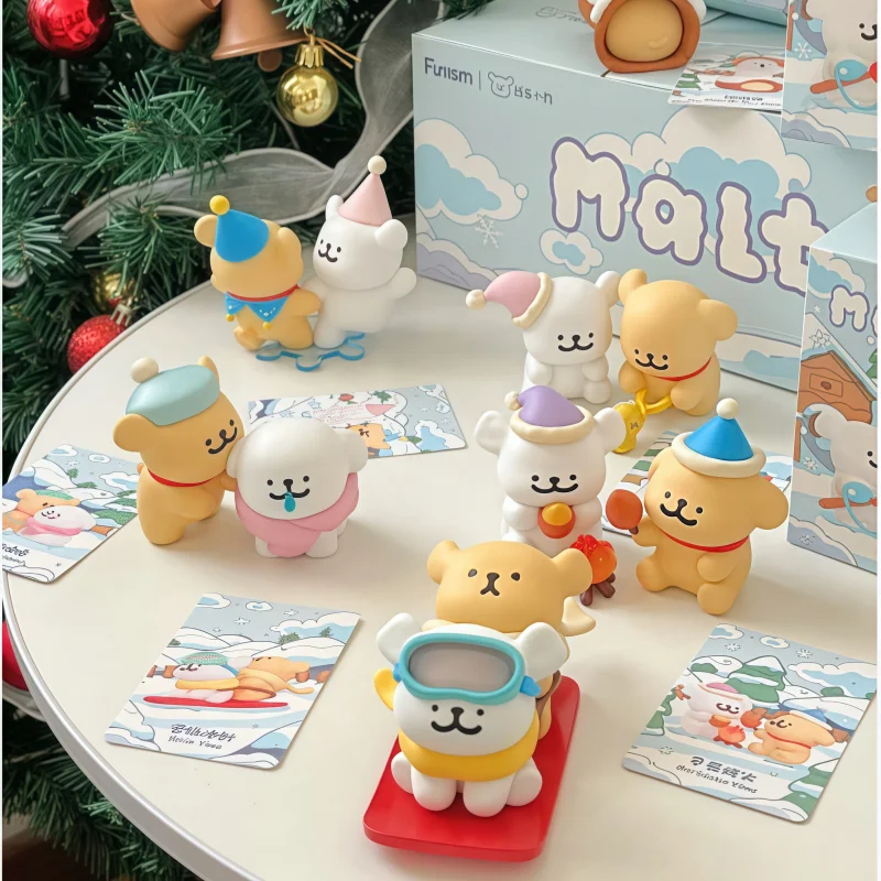 Maltese Cuddly Moments Blind Box Cute Line Puppy Action Figrue Mystery Box Home Decor Dog Doll Surprise Bag Christmas Gifts Toys