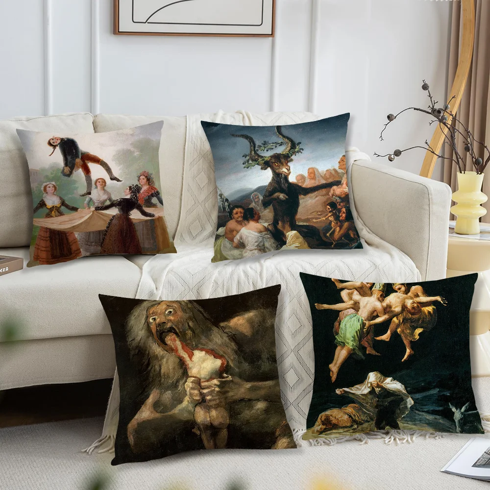 F-Francisco G-Goya Art Pillow Case Living Room Sofa Cushion Cover Suitable For Home Bedroom Room Decoration